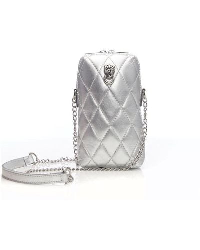 Moda In Pelle 'johanna Bag' Metallic Leather Shoulder Bag - White