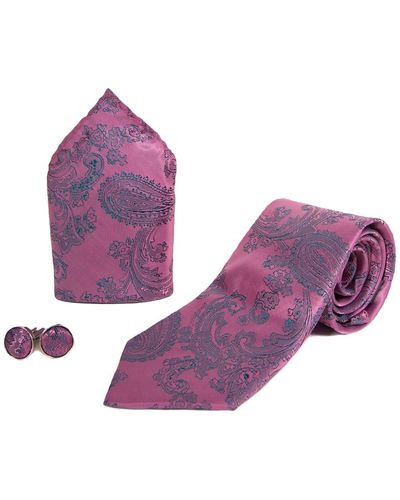 Marc Darcy Paisley Tie Set - Purple