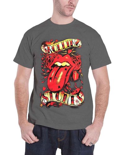 The Rolling Stones Tongue And Stars T Shirt - Red