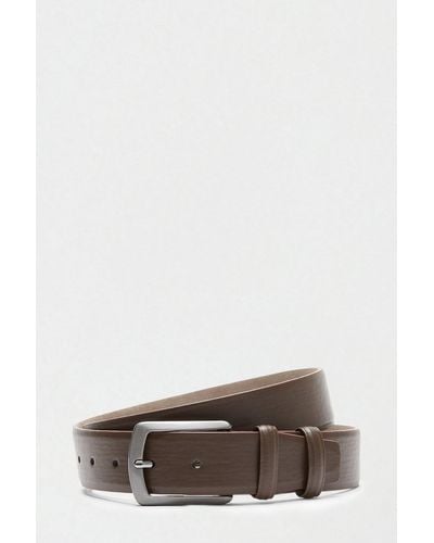 Burton Brown Leather Look Belt With Silver Buckle