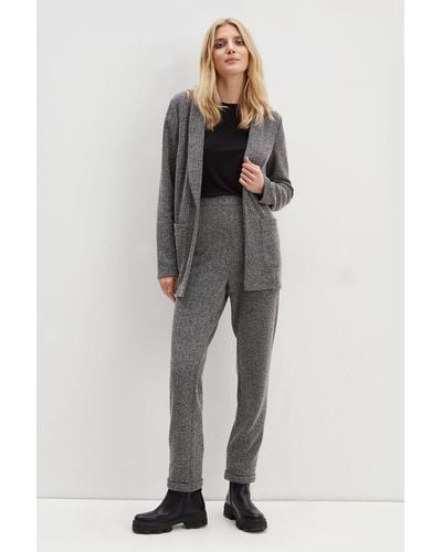 Dorothy Perkins Tall Black & White Textured Pull On Trousers - Grey