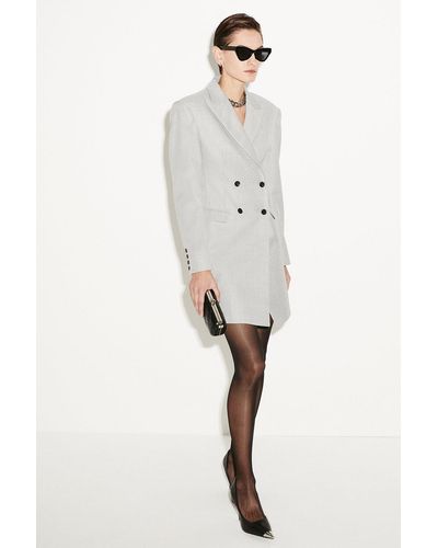 Karen Millen Wool Blend Tailored Blazer Mini Dress - Natural