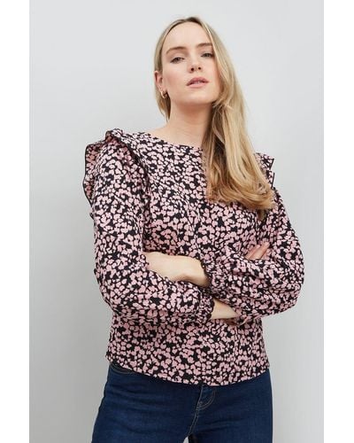 Wallis Blush Pebble Shirred Cuff Jersey Top - Pink