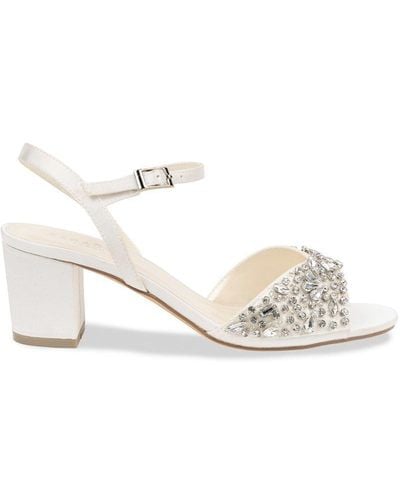 Paradox London Satin 'holden' Wide Fit Mid Block Heel Ankle Strap Sandals - White