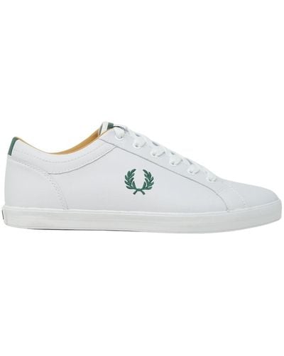 Fred Perry Baseline Leather White Trainers - Grey