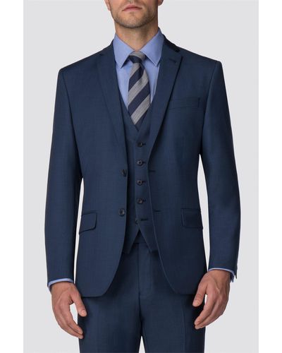 Racing Green Pick And Pick Tailored Suit Jacket - Blue