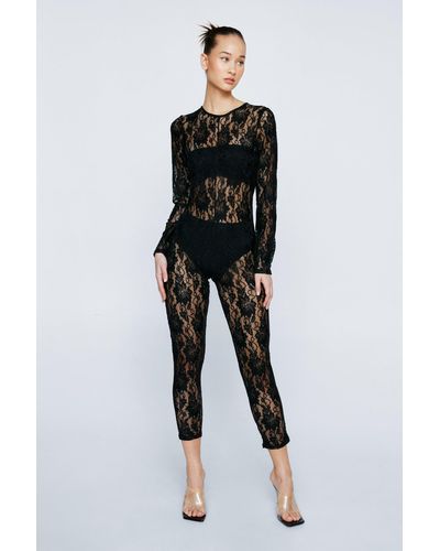 Nasty Gal Full Lace Jumpsuit - Black