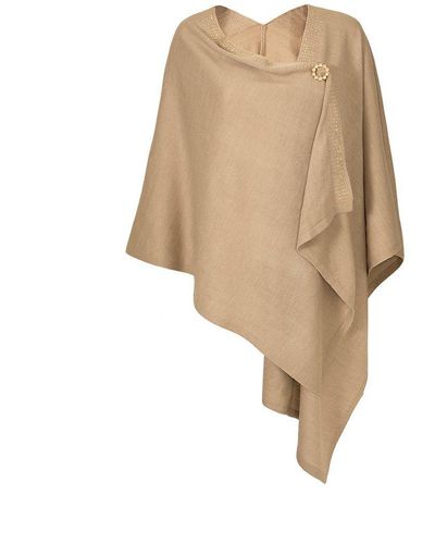 Bibi Bijoux Camel 'misty Morning' Wrap And Brooch Set - Natural