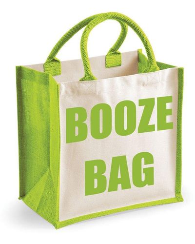 60 SECOND MAKEOVER Medium Jute Bag Booze Bag Green Bag