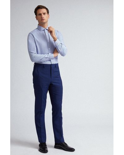 Burton Blue Self Check Tailored Fit Suit Trousers