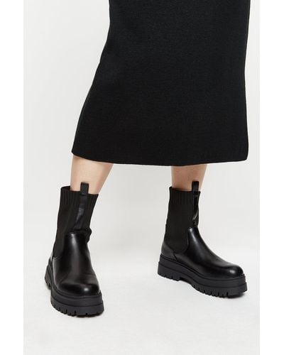 Dorothy Perkins Mars Knitted Chunky Chelsea Boots - Black