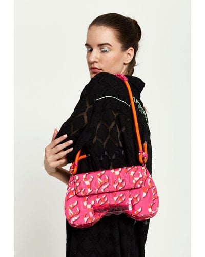 House of Holland Saddle Pink Flame Bag With Quilted Logo - Red