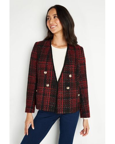 Wallis Red Check Short Double Breasted Jacket