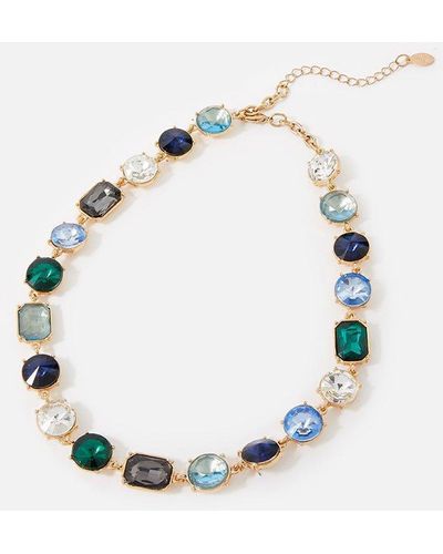 Accessorize Mixed Shape Crystal Necklace - White