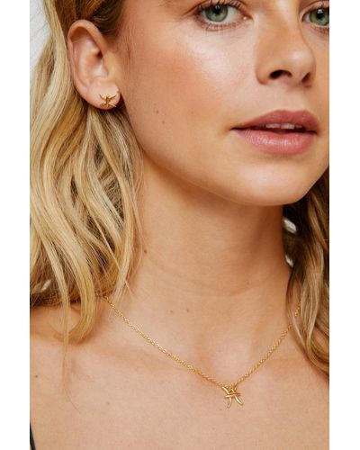 Nasty Gal Gold Plated Pisces Star Sign Necklace And Earring Set - Brown