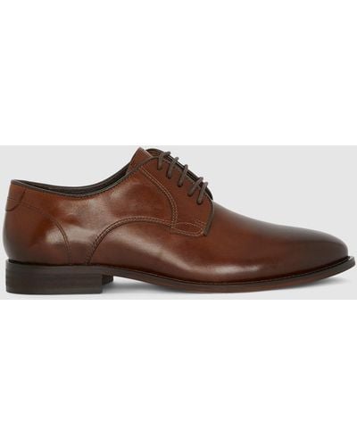 Red Herring Plain Toe Leather Derby - Brown