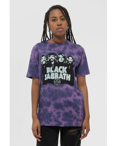 Black Sabbath Band Logo Dip Dye Wash T Shirt - Blue