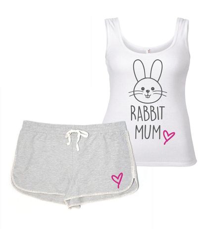 60 SECOND MAKEOVER Rabbit Mum Pyjama Set Wife Pj's Pet Clothes - White
