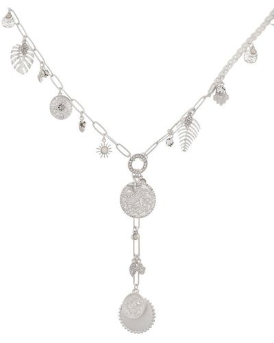 Bibi Bijoux Silver 'ibiza' Charm Long Lariat Necklace - Blue