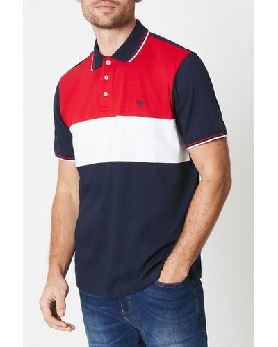 MAINE Henry Stripe Polo - Red