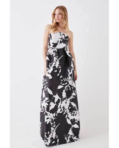 Coast Bandeau A-line Printed Twill Gown - White
