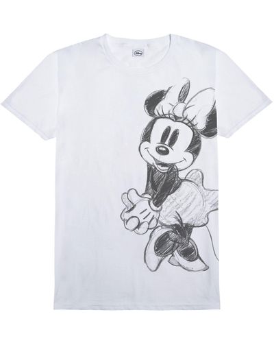 Disney Minnie Mouse Sketch Womens T-shirt - White