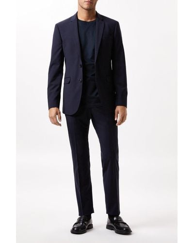 Burton Slim Fit Navy Performance Suit Jacket - Blue