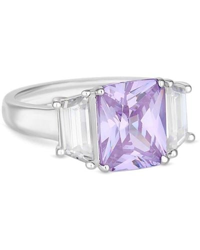 Simply Silver Sterling Silver 925 Cubic Zirconia Lavender Ring - Purple
