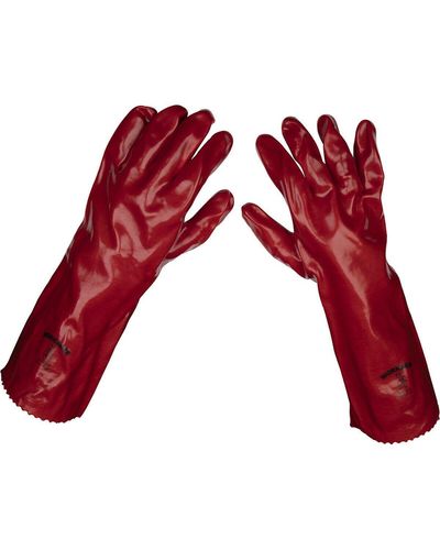 Loops Pair Red Pvc Gauntlets - Forearm Protection - 450mm - Waterproof Protection