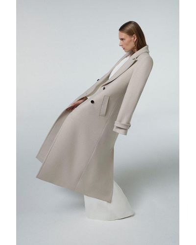 Karen Millen Italian Wool Double Breasted Maxi Coat - Grey