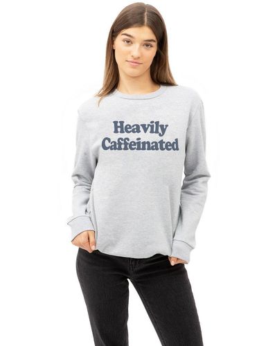 Sub_Urban Riot Heavily Caffeinated Womens Slogan Crew Sweatshirt - White