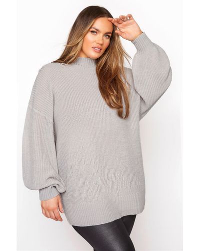 Yours Oversized Balloon Sleeve Knitted Jumper - White