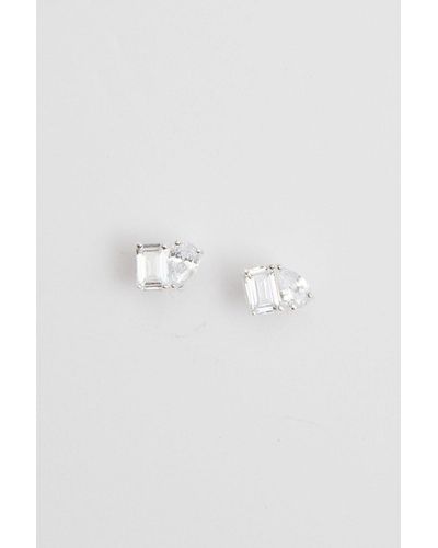 Simply Silver Sterling Silver 925 Cubic Zirconia Mixed Stone Stud Earrings - Metallic