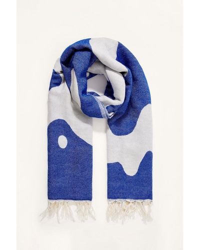 Monsoon Colour Block Jacquard Blanket Scarf - Blue