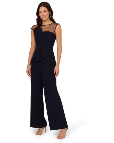 Adrianna Papell Knit Crepe Jumpsuit - Blue