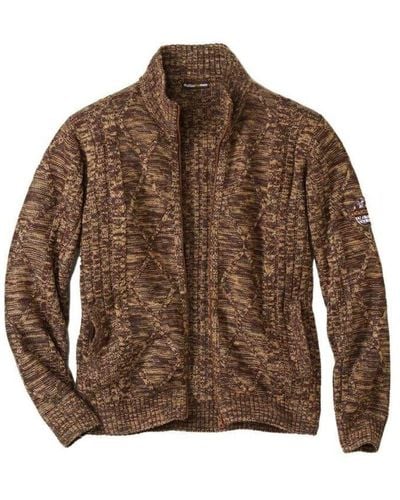 Atlas For Men Knitted Full Zip Jacket - Brown