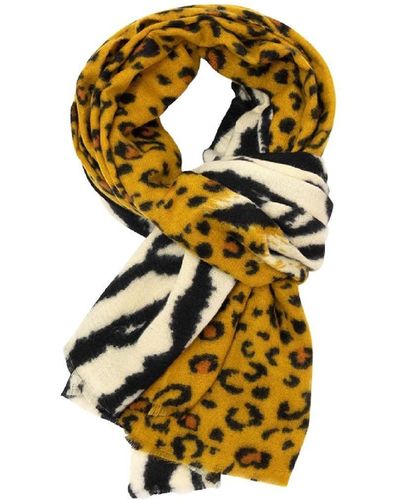Miss Sparrow Soft Colourful Zebra & Leopard Animal Print Scarf For Autumn & Winter - Metallic