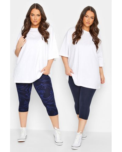 Yours 2 Pack Cropped Leggings - Blue