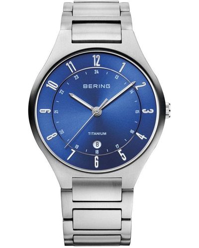 Bering Titanium Classic Analogue Quartz Watch - 11739-707 - Blue