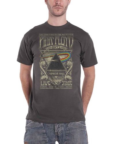 Pink Floyd Carnegie Hall Poster Band Logo T Shirt - Grey