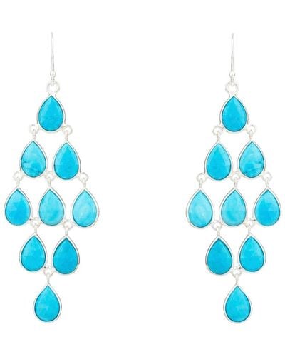 LÁTELITA London Erviola Gemstone Cascade Earrings Silver Turquoise - Blue