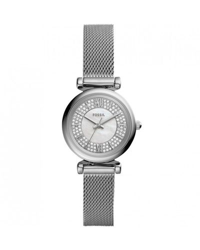 Fossil Carlie Mini Stainless Steel Fashion Analogue Quartz Watch - Es4837 - White
