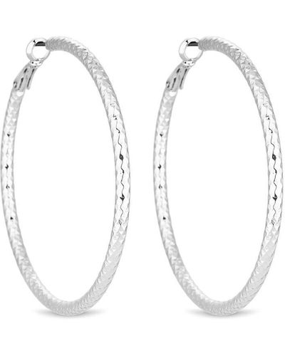 Lipsy Silver Plated Diamond Cut Hoop Earrings - Metallic