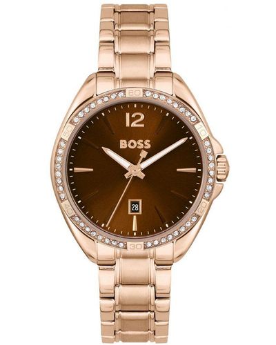 BOSS Felina Plated Stainless Steel Fashion Analogue Quartz Watch - 1502621 - Metallic