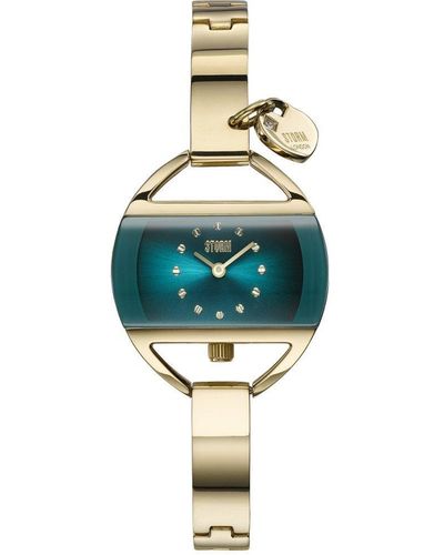 Storm Temptress Charm Gold-teal Plated Stainless Steel Watch - 47013/gd/t - Blue