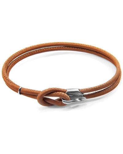 Anchor and Crew Orla Silver And Nappa Leather Bracelet - Brown