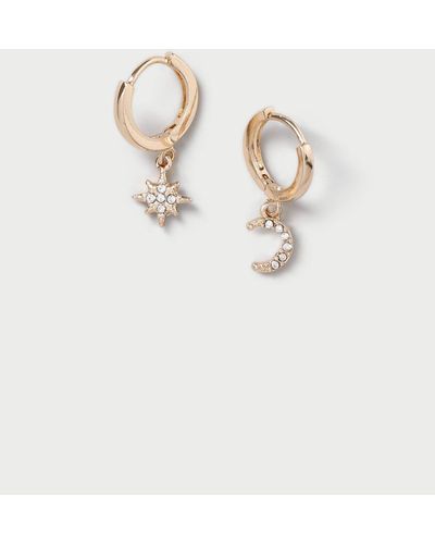 Dorothy Perkins Gold Fine Star And Moon Mini Hoops - Natural