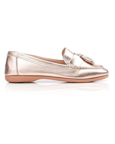 Moda In Pelle 'estina' Metallic Leather Ballet Court Shoes - Pink