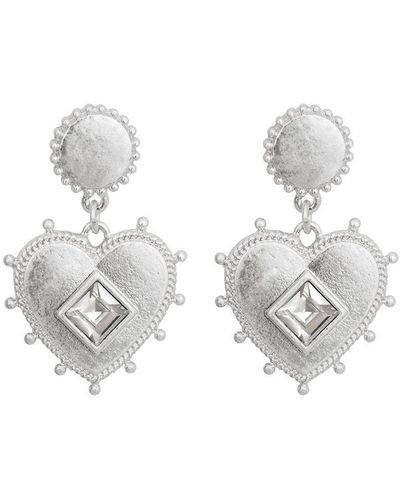 Bibi Bijoux Silver 'devotion' Heart Earrings - White