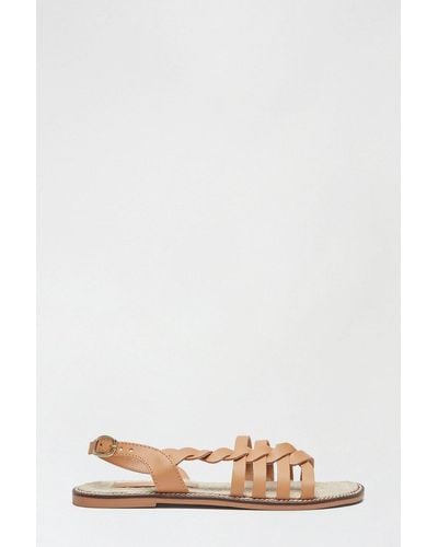 Dorothy Perkins Wide Fit Leather Tan Jelly Sandal - Natural